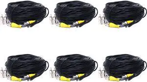VideoSecu 6x 150ft Feet Security Camera Video Power Cables BNC RCA Wires CCTV Surveillance Cords with Bonus Adapters b7q