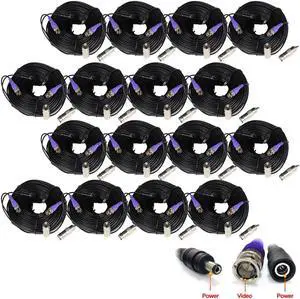 VideoSecu 16 Pack 150 Feet Video Power Extension Cable Pre-made All-in-One Wire Cord for CCTV DVR Surveillance System HD Security Camera AHD, CVI, TVI HD Analog Camera B9L