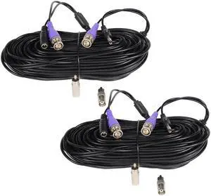 VideoSecu 2x 50ft HD Security Camera BNC Video Power Cable Pre-made All-in-One Extension Wire Cord for CCTV DVR Surveillance System HD Security Camera 960P/720P, AHD, CVI, TVI and Analog Camera BTL