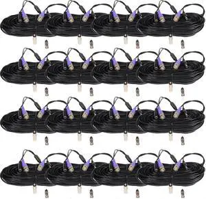 VideoSecu 16 Pack 50 Feet Video Power Extension Cable Pre-made All-in-One Wire Cord for CCTV DVR Surveillance System HD Security Camera AHD, CVI, TVI HD Analog Camera BTi