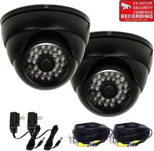 VideoSecu 2 Pack Built-in 1/3'' SONY Effio CCD Day Night Outdoor IR CCTV Security Cameras 600TVL 28 Infrared LEDs Wide Angle High Resolution Vandal Proof with Cables and Power Supplies BVL