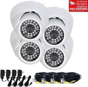 VideoSecu 4x Outdoor Built-in 1/3 inch SONY Effio CCD IR Day Night Vision Security Camera 600TVL Wide Angle Weatherproof with 4 Cables and Adapters BT0