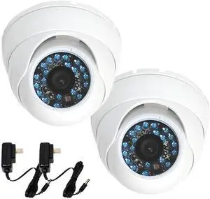 VideoSecu 2x Outdoor Built-in 1/3 inch CCD Infrared Day Night Vision 480TVL Dome Security Camera CCTV Surveillance 20 Infrared LEDs Wide Angle Lens with 2 Power Supply BO6