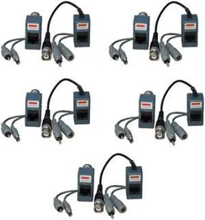 VideoSecu Five Pair CCTV Audio Video Power Balun Network Transceiver for Security Camera BP8