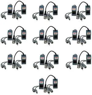 VideoSecu Ten Pair Audio Video Power Balun Network Transceiver for CCTV Security Camera BPP