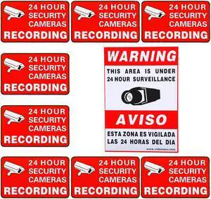 VideoSecu Warning Sign 1 Large Decals 8 Small Stickers for CCTV Security Camera Surveillance DVR System czx