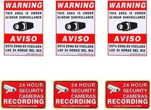 VideoSecu CCTV Warning Sign 3 Large Decals and 3 Small Stickers for Home Security Camera Surveillance DVR System BSC