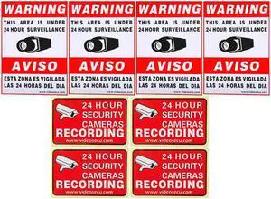 VideoSecu CCTV Warning Sign 4 Large Decals and 4 Small Stickers for Security Camera Home Surveillance DVR System B0J