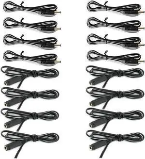 VideoSecu 16 Pieces Power Plug Pigtail Cables 2.1mm DC Male Female Cords Wires for DVR CCTV Security camera Power Supply Box A94