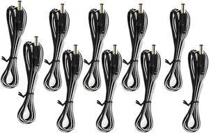 VideoSecu 10 Pieces Male 2.1mm Plug Power Pigtail Cord Wire CCTV Surveillance 1FX