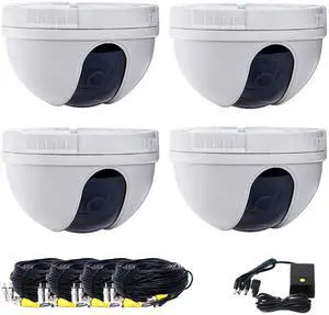 VideoSecu 4 Pack Dome Security Cameras Built-in Color CCD Wide Angle Lens 420TVL with 1 Pack 4CH Power Supply and 4 Pack Video Power Cable Kit for CCTV Surveillance DVR System b4j