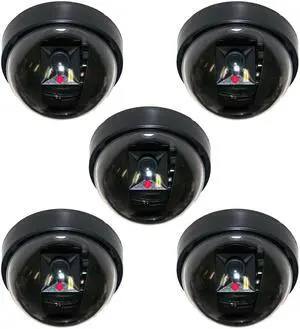 VideoSecu 5 Fake Dummy Imitation Dome Security Camera Simulated with Flashing Blinking Light for CCTV Surveillance BKK