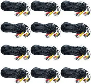 VideoSecu 12x 50ft Security Camera Audio Video Power Cable Extension Wire Cord for CCTV DVR Surveillance System Security Camera Analog Camera b1z