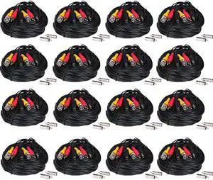 VideoSecu 16x 50ft Audio Video Power Extension Cable Wire Cord for CCTV Security Camera with Free BNC RCA Adapters b28
