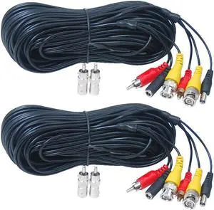 VideoSecu 2x 50ft Audio Video Power Extension Cable Wire Cord for CCTV Surveillance Security Camera with Free BNC RCA Connectors b2p