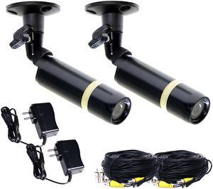 VideoSecu 2 Pack Security Cameras Built-in SONY CCD Bullet Outdoor Wide Angle Lens for Home CCTV DVR Surveillance with 2 Power Supplies and 2 Extension Cables CMC