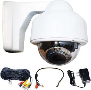 VideoSecu Dome Indoor Outdoor Weatherproof Built-in 1/3" Sony Effio CCD Security Camera Infrared Day Night Vision Vari-focal 3.5~8 mm Lens with Power Supply, Cable and Audio Microphone CNM