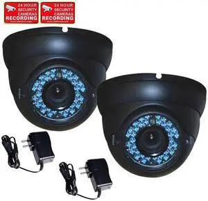 VideoSecu 2x Dome CCTV Vandal Proof Outdoor Built-in 1/3 inch CCD IR Day Night Vari-focal 4 - 9mm Security Camera 480TVL 36 LEDs with 2x Power WG7