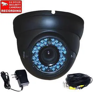 VideoSecu Vandal Proof Outdoor Indoor Dome IR Day Night Security Camera 4 - 9mm Vari-focal Built-in 1/3 inch CCD 480 TV Lines High Resolution 36 LEDs with Power Supply and Cable Af7