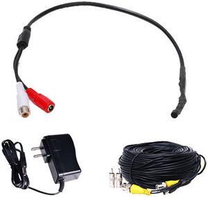 VideoSecu High Sensitive Tiny Spy Preamp Audio Microphone Pickup Device Kit for Security Camera with Cable and Power bpk