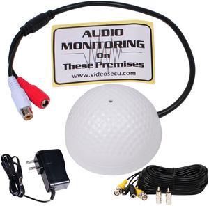 VideoSecu Mini Microphone RCA Audio CCTV Security Camera Mic with Cable Power Supply A92