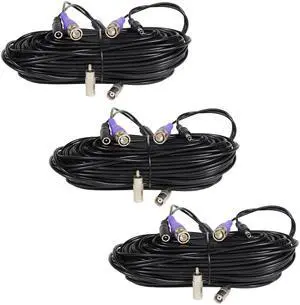 VideoSecu 3 HD Security Camera 100ft Video Power Cable Pre-made All-in-One Wire for AHD, HD-CVI, HD-TVI, 960P, 720P, 700TVL, 1000TVL, 960H Security Camera with Free BNC RCA Connectors WG9