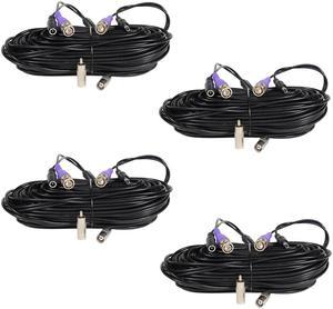 VideoSecu 4 Pack 100 Feet Video Power Extension Cable Pre-made All-in-One Wire Cord for CCTV DVR Surveillance System HD Security Camera AHD, CVI, TVI HD Analog Camera with Free BNC RCA Connectors B7I