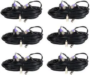 VideoSecu 6 Pack 100ft Video Power Extension Cable Pre-made All-in-One Cord Wire for CCTV DVR Surveillance System HD Security Camera AHD, CVI, TVI HD Analog Camera with Free BNC RCA Connectors b5r