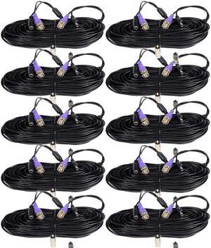 VideoSecu CCTV Surveillance 10x 100ft Video Power Cable for AHD HD-CVI HD-TVI HD Analog Security Camera with Free BNC RCA Connectors b9t