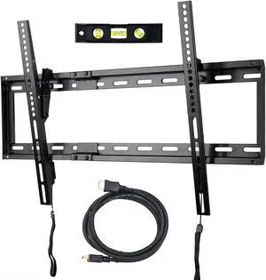 VideoSecu Tilt Plasma LCD LED TV Wall Mount Bracket for most 32 39 47 55 65 70 75" UHD Flat Panel Screen HDTV with VESA up to 684x400mm, Load 132lbs, Free 10ft HDMI Cable & Bubble Level bxc