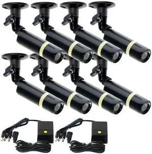 VideoSecu 8 Pack Bullet Indoor Weatherproof Outdoor Security Camera Built-in Sony CCD 3.6mm Wide View Angle Lens 480TVL with 2x 4CH Power Supply for CCTV DVR Home Surveillance System CP9