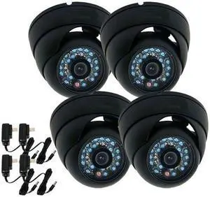 VideoSecu 4 Pack 3.6mm Wide Angle Lens Outdoor Indoor Weatherproof Security Camera Infrared Day Night Vandal Proof 600 TV Lines High Resolution Bulit-in 1/3 inch SONY CCD with 4 Power Supply CCTV AR7