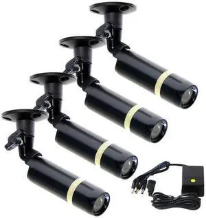 VideoSecu 4 Pack Bullet Indoor Outdoor Weatherproof Security Camera Built-in Sony CCD 3.6mm Wide View Angle Lens 480TVL with 4CH Power Supply for CCTV DVR Home Surveillance System CMA