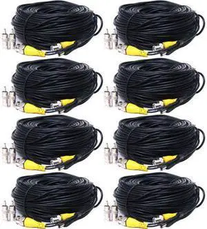 VideoSecu 8 Pack 150ft BNC CCTV Video Power Cables CCD Home Security Camera DVR Wires Cords with bonus Adaptors b6p