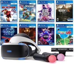 PlayStation VR 11In1 Deluxe 8 Games Bundle VR Headset Camera Move Motion Controllers Iron Man VR Worlds Resident Evil 7 Battlezone RIGS Until Dawn Blood  Truth Everybodys Golf