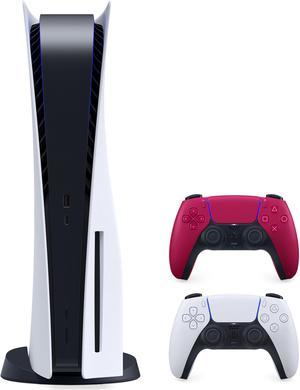 2021 New PlayStation Disk Version Console with 2 Wireless Controllers - White & Cosmic Red