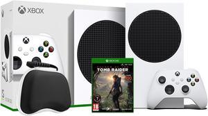 2020 New Xbox All Digital 512GB SSD Console  White Xbox Console and Wireless Controller with Tomb Raider Definitive Edition Full Game and Black Controller Protective Case