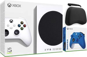 2020 New Xbox All Digital 512GB SSD Console - White Xbox Console and Wireless Controller with Two Xbox Wireless Controllers Robot White and Shock Blue with Black Controller Protective Case