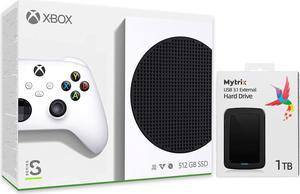 Microsoft Xbox Series S All Digital Gaming Console 512GB Solid State Drive White Xbox Console and Wireless Controller with Mytrix Mytrix USB 3.0 1TB External HDD Storage