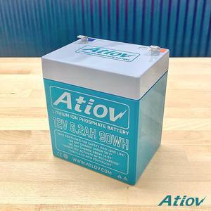 Atlov Lithium 12V 6.2Ah 90Wh, 2000+ Cycle Rechargeable LiFePo4 Battery & Charger Bundle - Low Self-Discharge, Light Weight, for Boat, Powersports, Solar Use, Security System, Camping, SLA Replacement