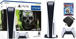 PlayStation 5 Upgraded 1.8TB Disc Edition Call of Duty Modern Warfare II Bundle with Ratchet & Clank and Mytrix Controller Case
