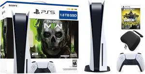 PlayStation 5 Upgraded 1.8TB Disc Edition Call of Duty Modern Warfare II Bundle with Rainbow 6 Extraction and Mytrix Controller Case