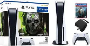 PlayStation 5 Upgraded 1.8TB Disc Edition Call of Duty Modern Warfare II Bundle with God of War and Mytrix Controller Case