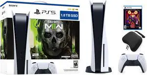 PlayStation 5 Upgraded 1.8TB Disc Edition Call of Duty Modern Warfare II Bundle with Security Breach and Mytrix Controller Case