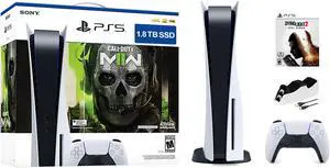 PlayStation 5 Upgraded 1.8TB Disc Edition Call of Duty Modern Warfare II Bundle with Dying Light 2 and Mytrix Controller Charger