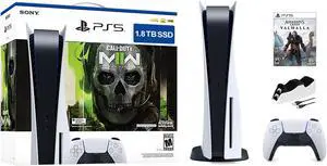 PlayStation 5 Upgraded 1.8TB Disc Edition Call of Duty Modern Warfare II Bundle with AC Valhalla and Mytrix Controller Charger