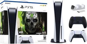 PlayStation 5 Disc Edition Call of Duty Modern Warfare II Bundle with Two Controllers White and Midnight Black DualSense and Mytrix Dual Controller Charger