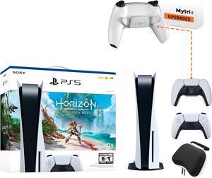 PlayStation 5 Disc Edition Horizon Forbidden West Bundle, an Additional Mytrix Upgraded PS5 Controller with Remappable Back Paddles and Turbo Function, and Hard Shell Protective Controller Case