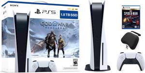 PlayStation 5 Upgraded 18TB Disc Edition God of War Ragnarok Bundle with Miles Morales and Mytrix Controller Case