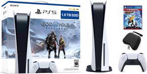 PlayStation 5 Upgraded 1.8TB Disc Edition God of War Ragnarok Bundle with Ratchet & Clank and Mytrix Controller Case